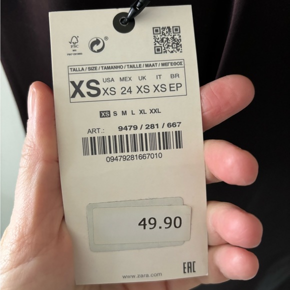 NWT ZARA SLIP DRESS satin brown chocolate 🍫 cowl neck MIDI XS 0 2 4 silky Y2K - Picture 6 of 8